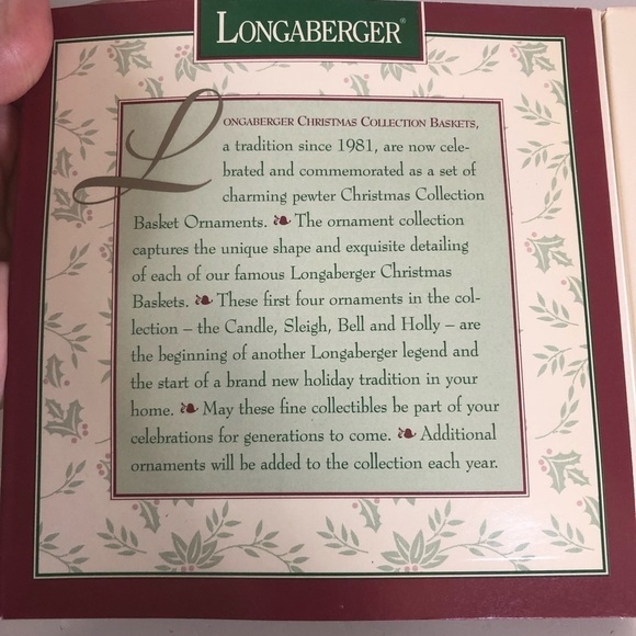 Longaberger Pewter Christmas Collection Basket Ornaments Set of 4 1994. - Picture 3 of 5